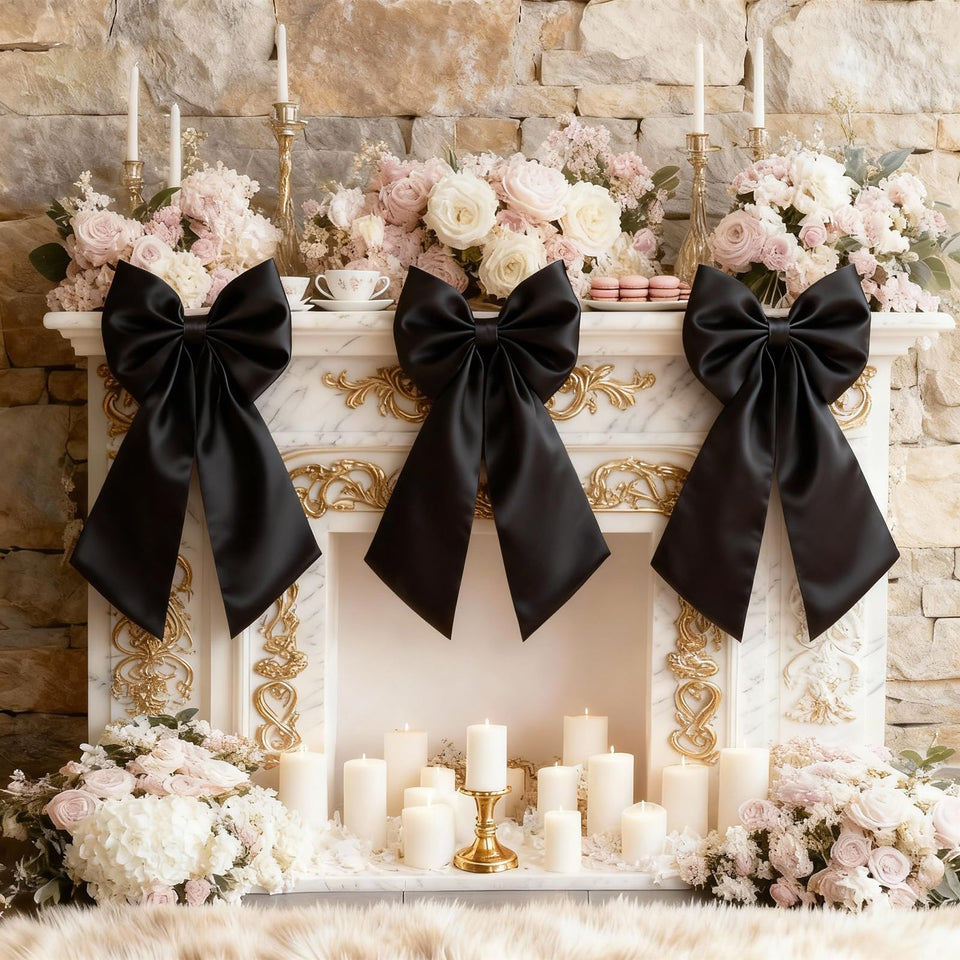 Froova oversized satin bow 23x11 inches enhances backdrops with luxury shine