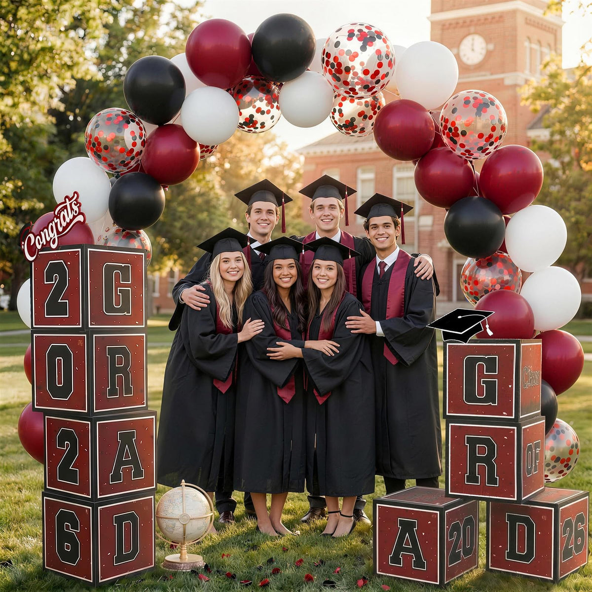 Froova black and red confetti balloons add festive sparkle