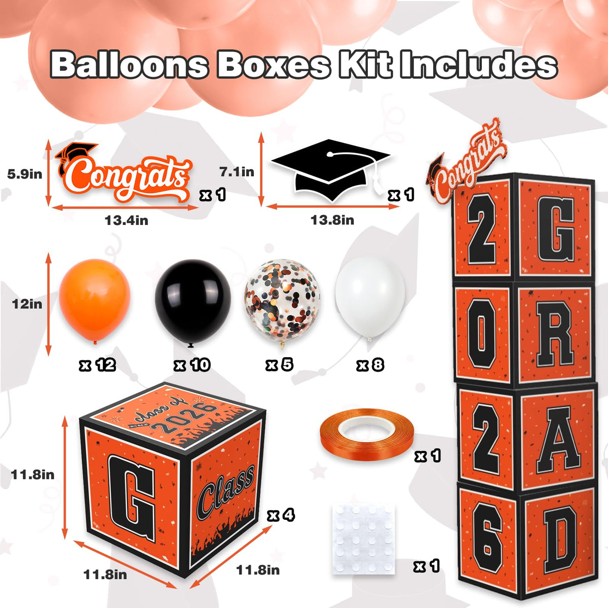 Froova orange 'Congrats' banner, a vibrant photo backdrop for grads.