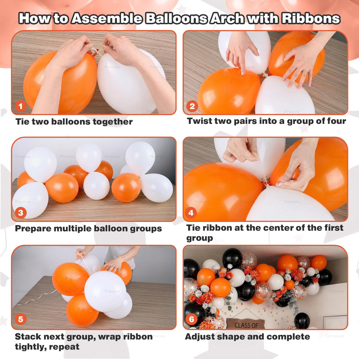 Froova orange 12-inch balloons for a bright, festive atmosphere.