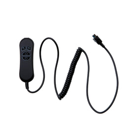 Fruhdi remote backlit buttons glowing for night-time use