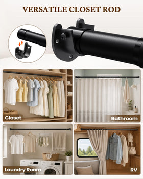fruui adjustable length rod fits most closets.