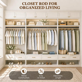 fruui heavy-duty closet rod supports up to 66 lbs for coats and garments.