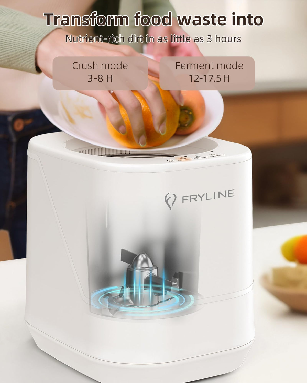 FRYLINE quiet operation close-up showing sub-40dBA performance