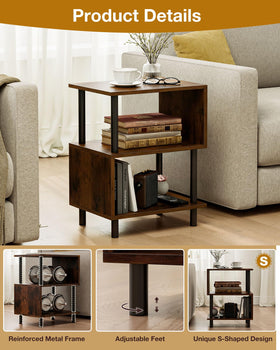 Frylr nightstand three-tier design offers versatile bedside storage and quick access to essentials.
