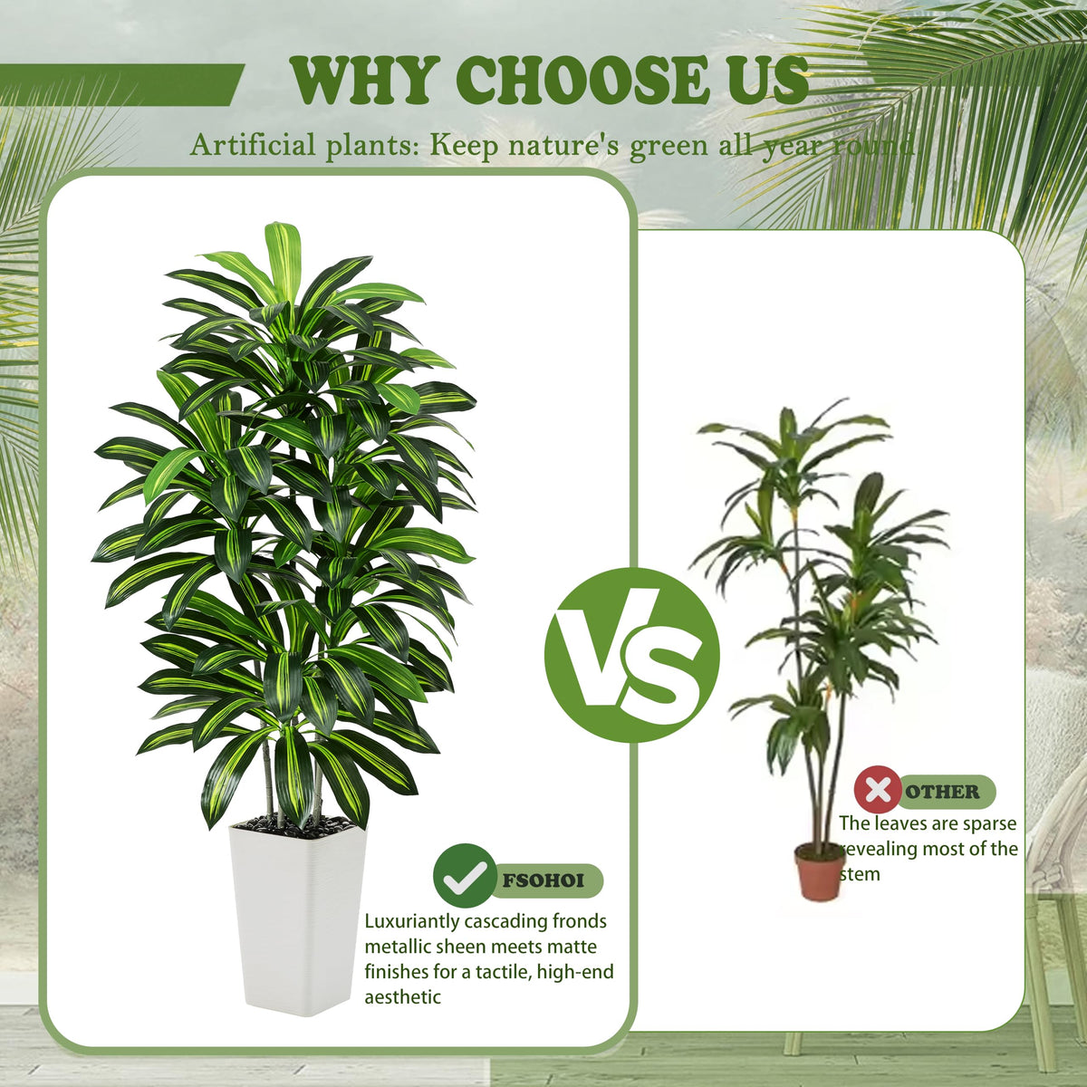 FSOHOI tall indoor plant suitable for floors and corners