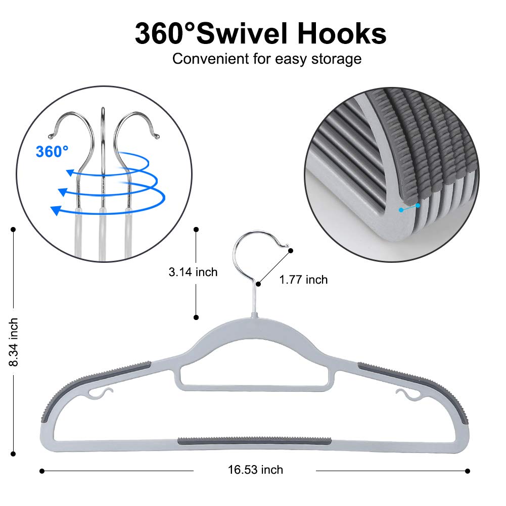 FSUTEG hangers feature non-slip shoulders to keep delicate fabrics in place.
