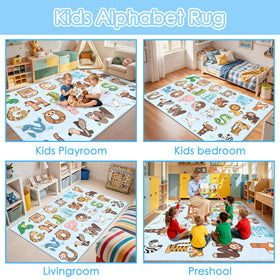 FTBNIQWRHN colorful letters rug for bright playroom learning space.