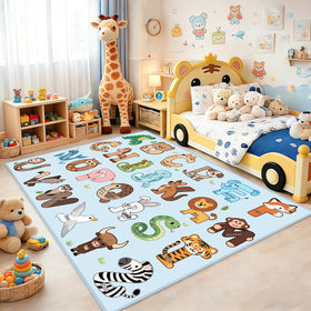 FTBNIQWRHN ABC rug with letters and animals for engaging early literacy.