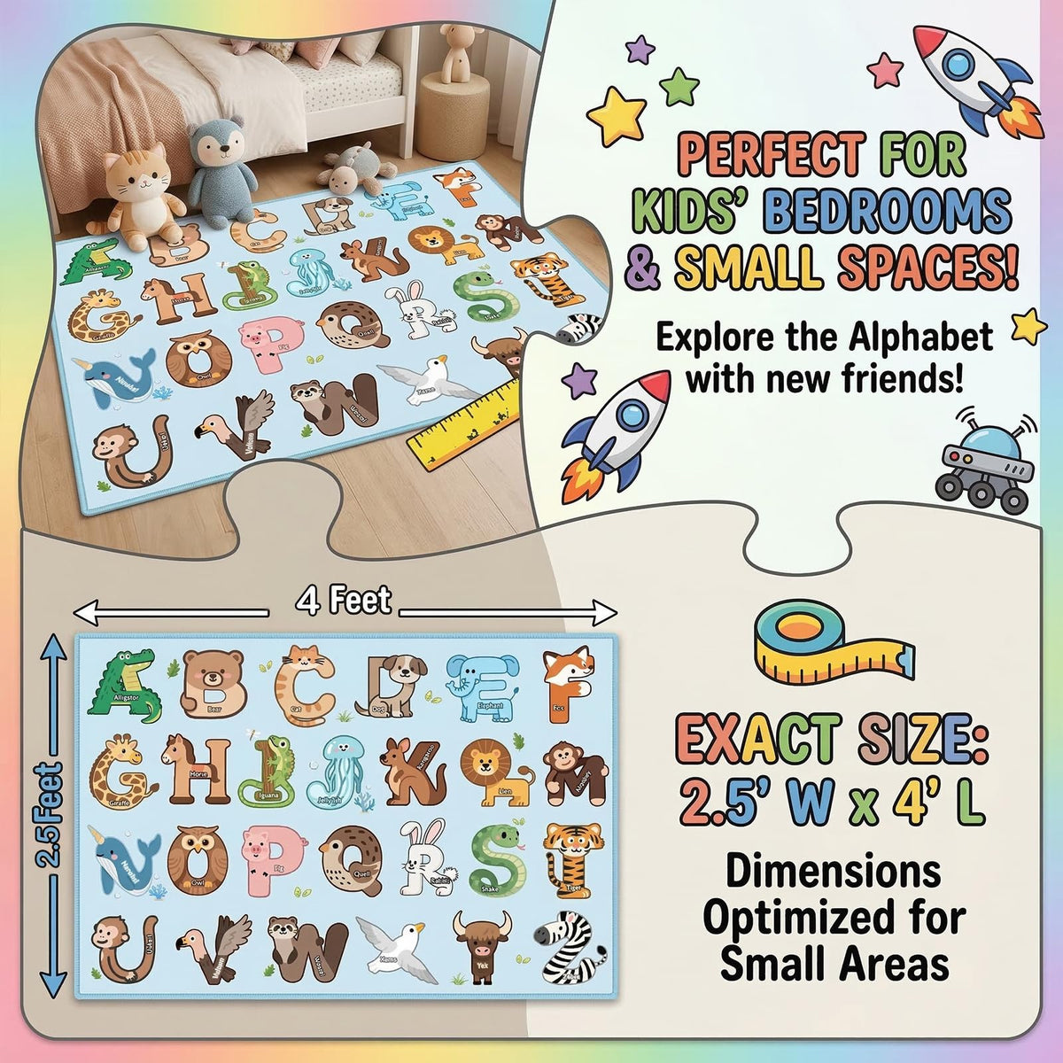 FTBNIQWRHN versatile nursery and classroom rug fits small spaces.