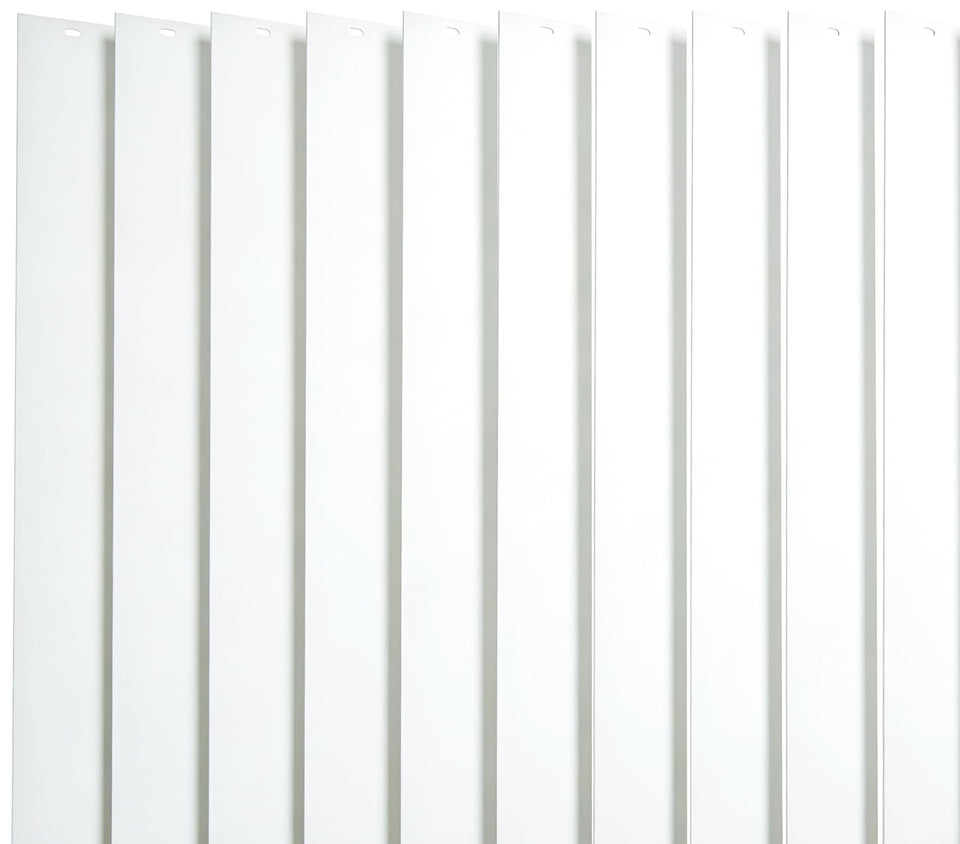 FTTIKI white vertical blind slats rolled for shipping, ready to straighten and install.