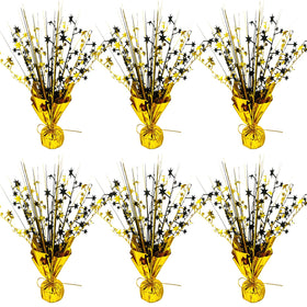 FUBININA 6-pack graduation centerpiece with black and gold stars for elegant tables