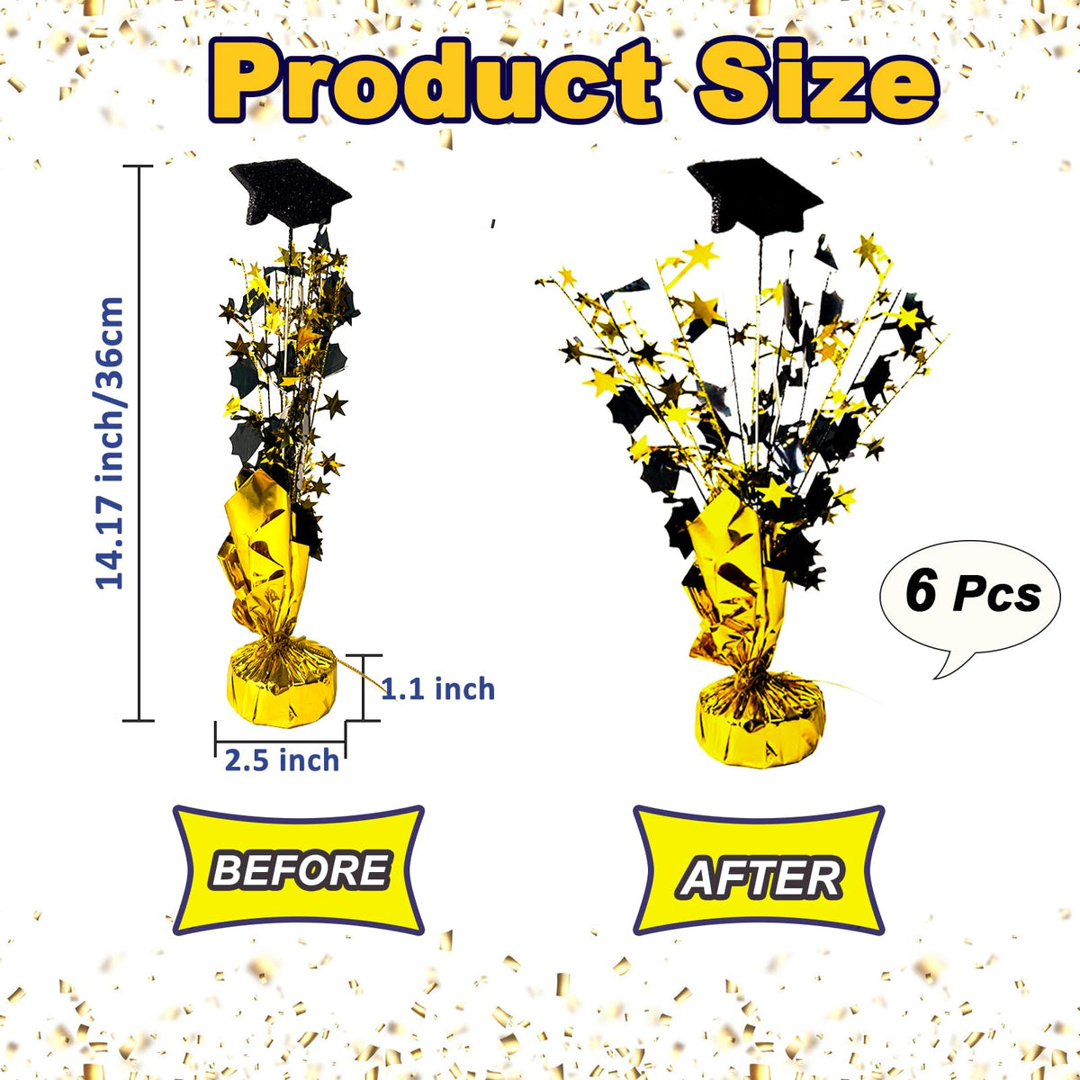 FUBININA black and gold glitter centerpiece, durable and reusable.