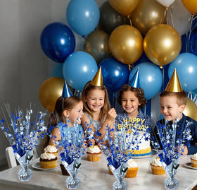FUBININA silver-blue star centerpieces shine for festive dinners.
