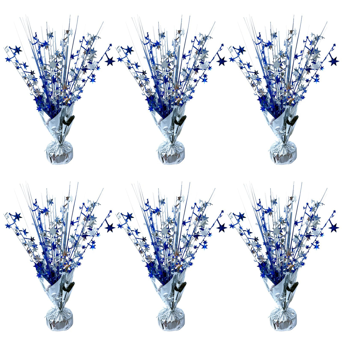 FUBININA star centerpiece 6-pack spray in silver blue elevates table ambiance.
