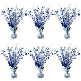 FUBININA star centerpiece 6-pack spray in silver blue elevates table ambiance.