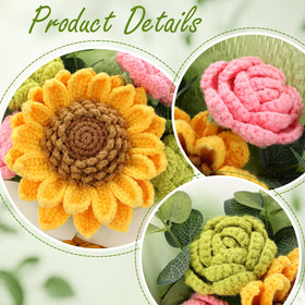 FUCAN crochet bouquet in vase ideal for living room display.
