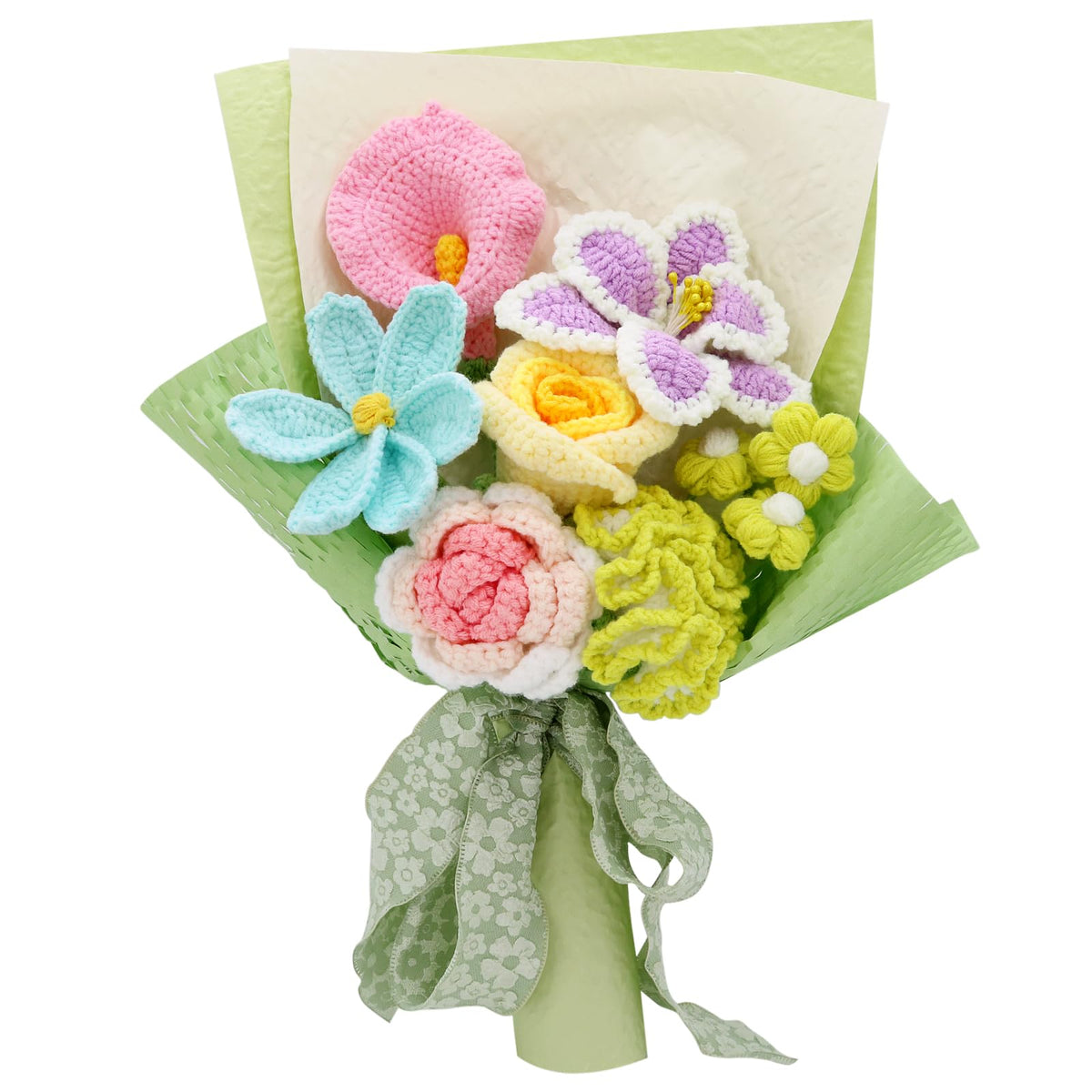 FUCAN crochet flowers finished bouquet for long-lasting home decor.