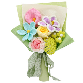 FUCAN crochet flowers finished bouquet for long-lasting home decor.