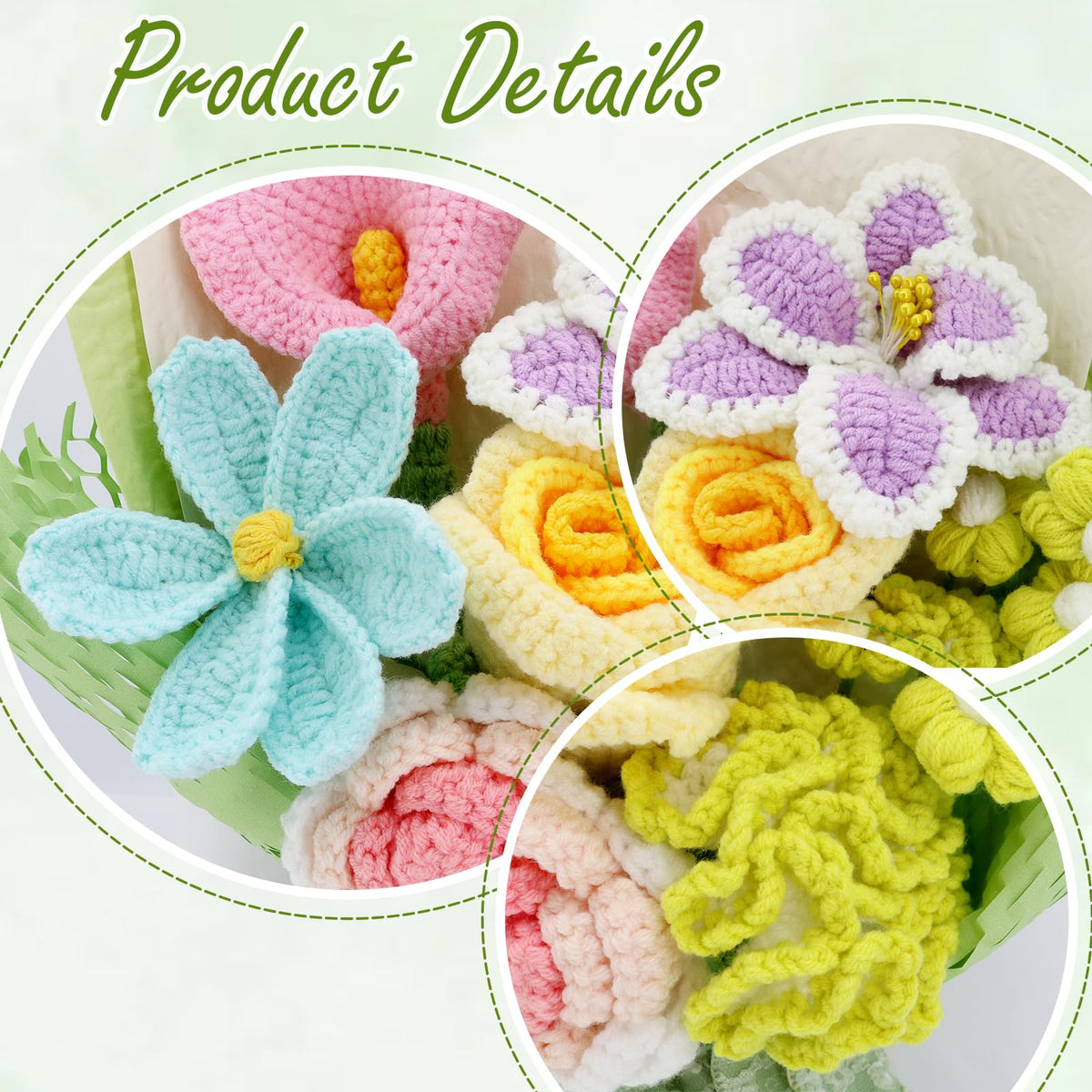 FUCAN crochet flowers gift-wrapping idea enhances thoughtful presents.