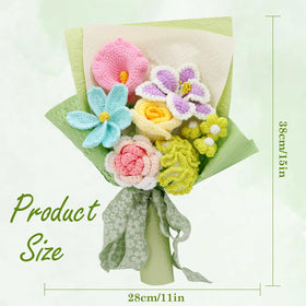 FUCAN crochet flowers green bouquet closeup showing delicate texture.