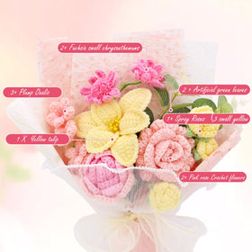 FUCAN crochet bouquet in vase enhances living spaces with long lasting charm