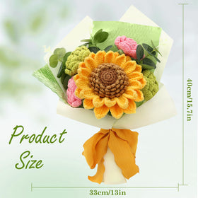 FUCAN crochet rose in brown-green tones for romantic home decor.