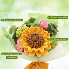 FUCAN crochet tulip with fern leaves for durable, decorative gifting.