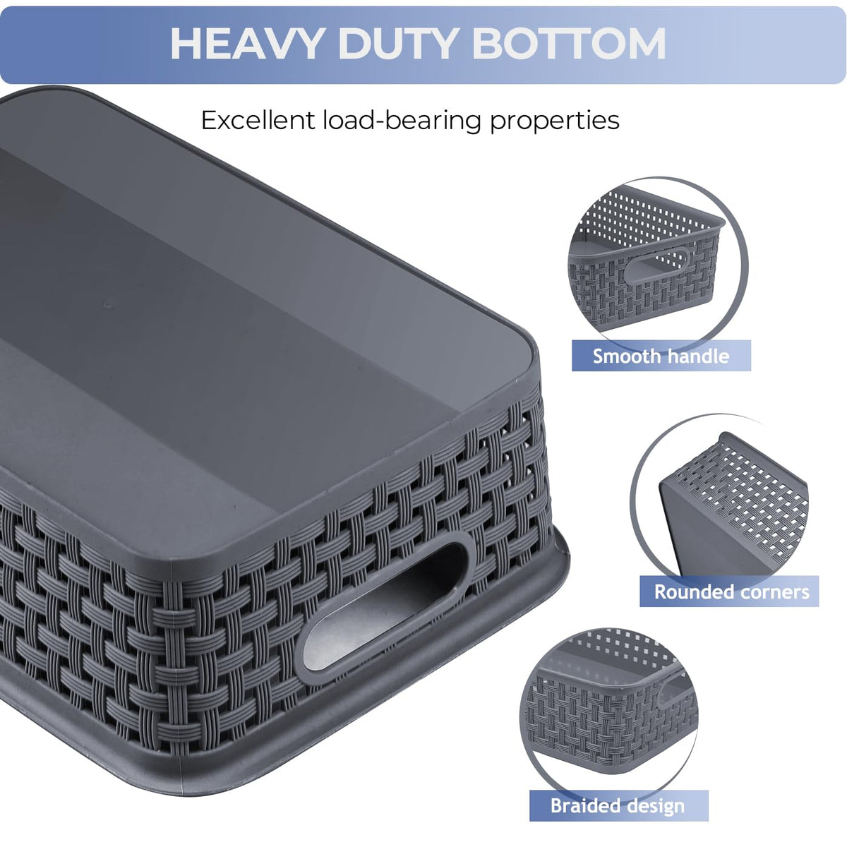 FUCDTEFC durable, moisture-resistant baskets suitable for kitchen and bathroom storage.