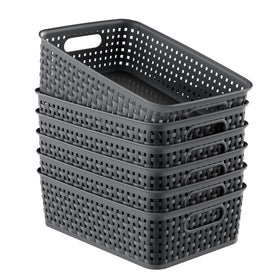 FUCDTEFC six-pack plastic storage baskets offer compact organization for small items.