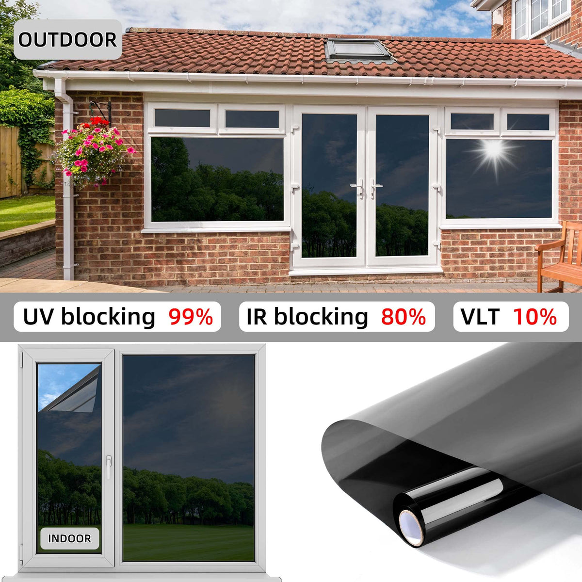 FuFin black privacy film on glass for home or office.
