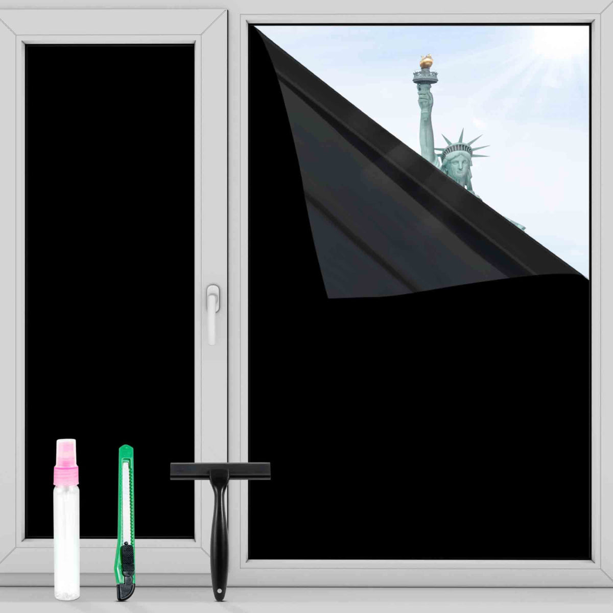 FuFin total blackout window film kit ready for easy install