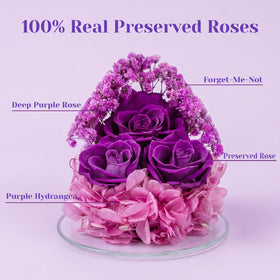 FUHITIM glass dome ornament: stable base showcased real rose artistry.
