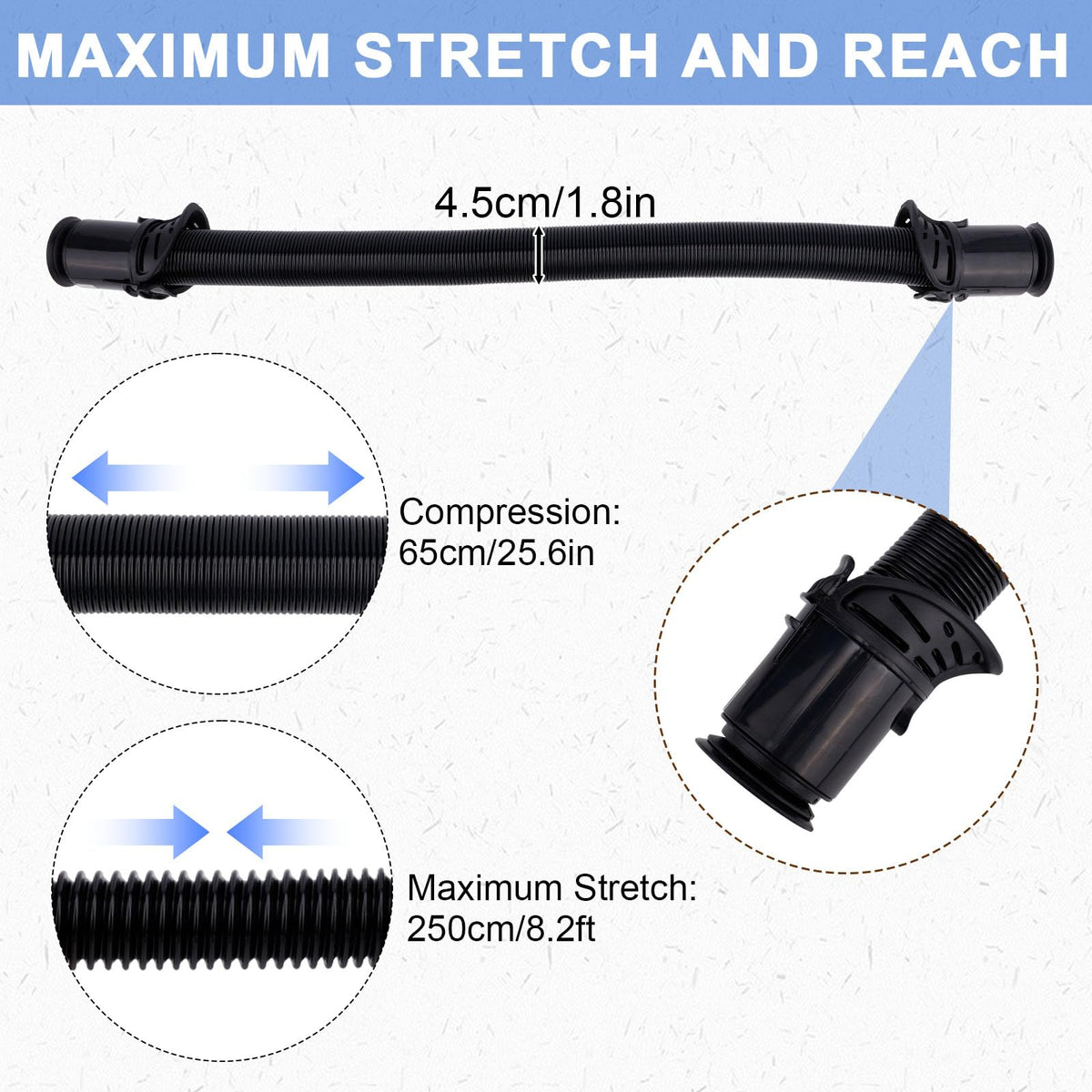 Fukaisu replacement hose for Shark LA502NP enables cleaning under furniture.