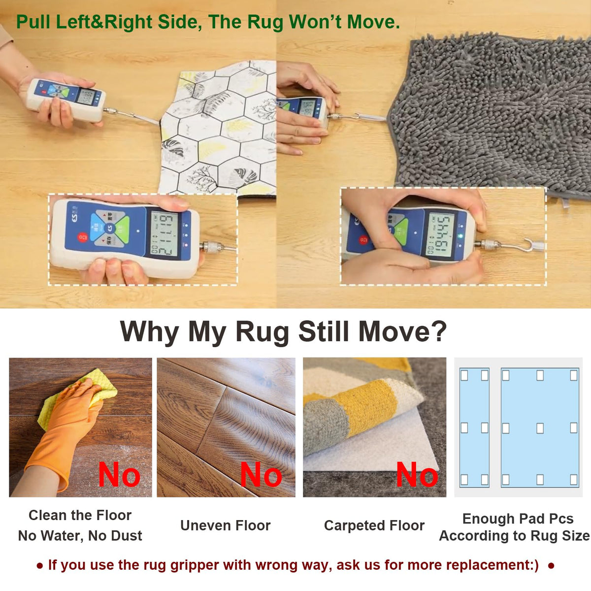 FuKuEn floor-safe design protects floors while keeping corners flat.