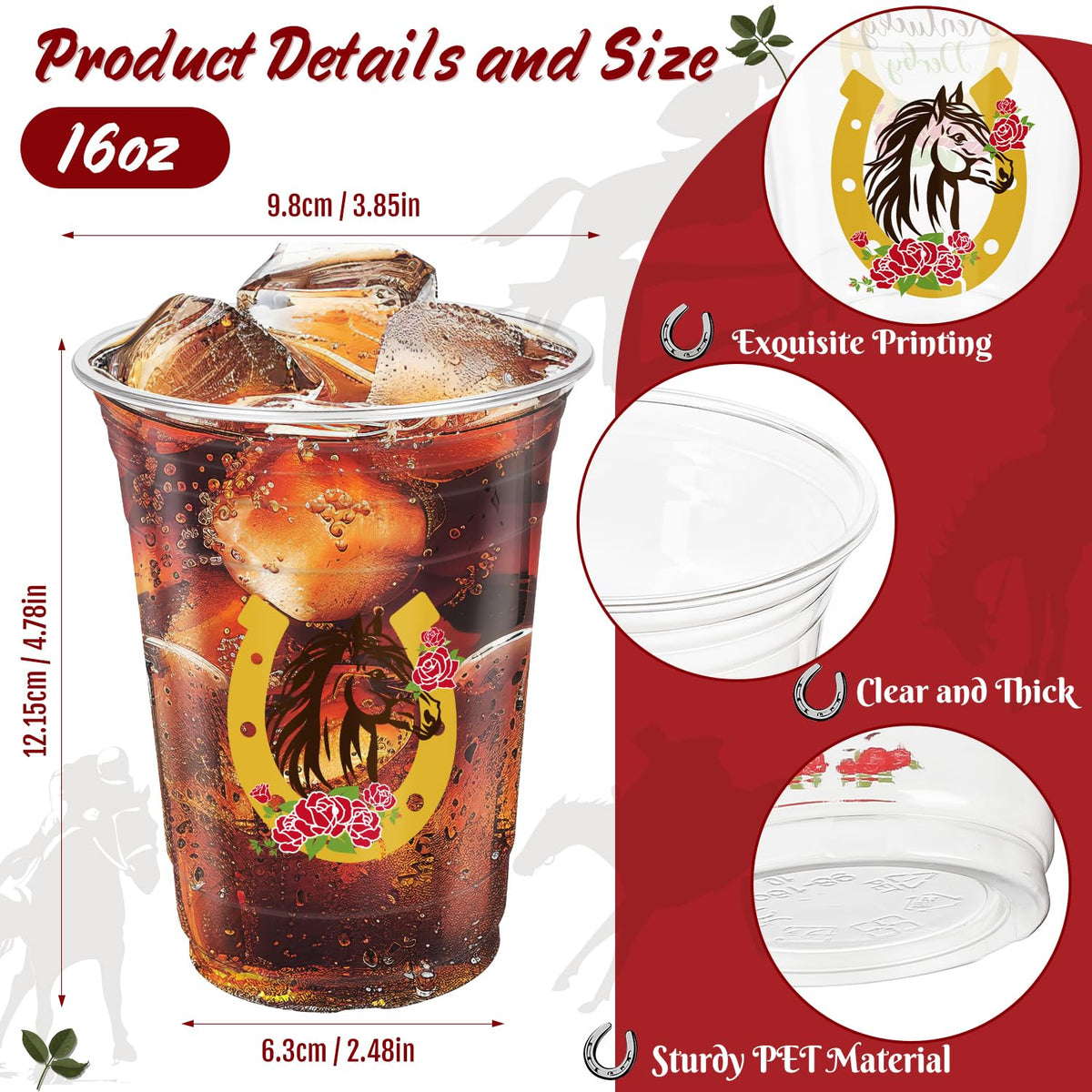 FULJOOOY Derby Cups feature horse racing motifs for Derby event visuals.