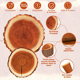 FULJOOY wood-slice napkins with natural texture, absorbent for messy picnics.