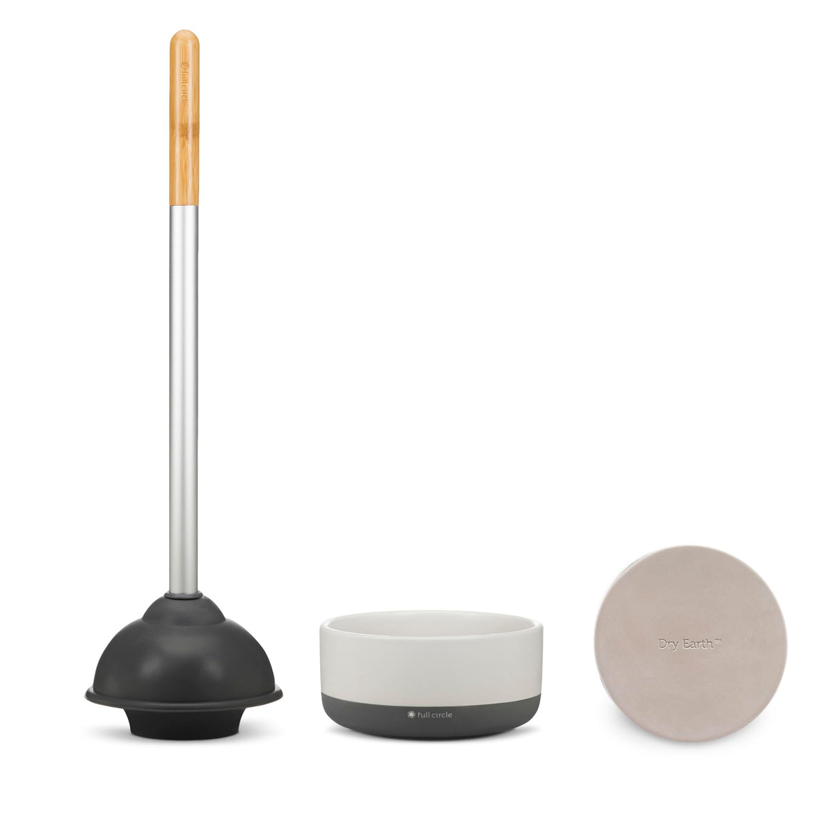 Full Circle Royal Plunge ceramic-base displays a sleek, tidy bathroom setup.