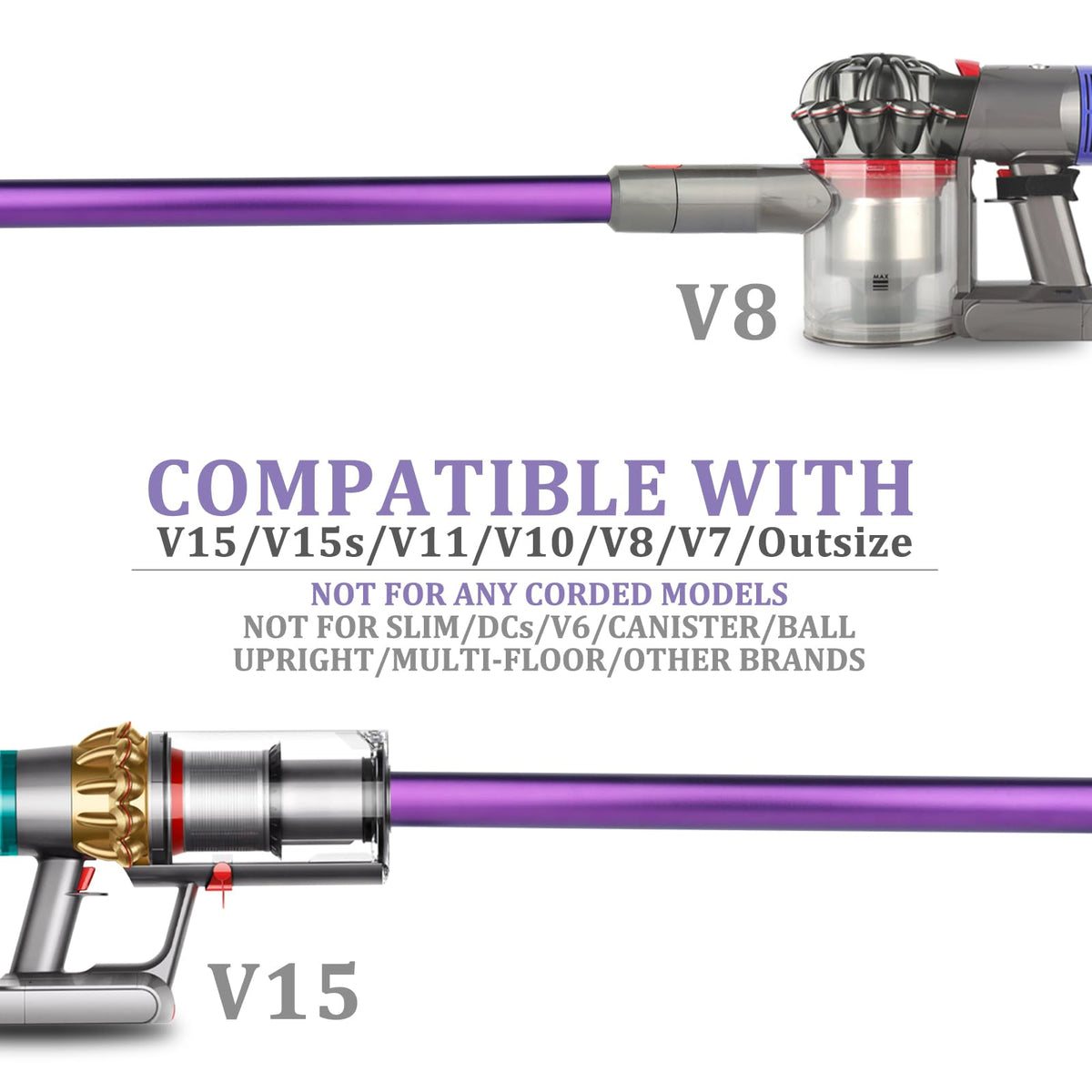 Fullclean extension wand with quick-release button for secure, tool-free attachment.