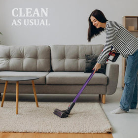 Easy installation of the Fullclean wand onto a Dyson vacuum for immediate use.