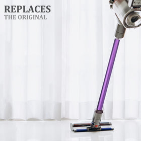 Extension wand paired with motorized brushes for versatile cleaning tasks.