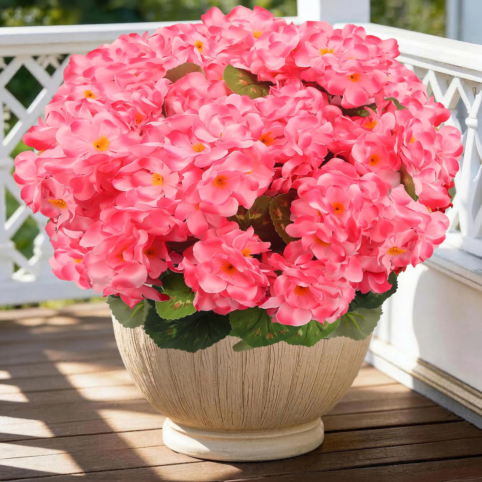 FULLMUSIC geraniums for outdoor use with UV protection and pink petals.