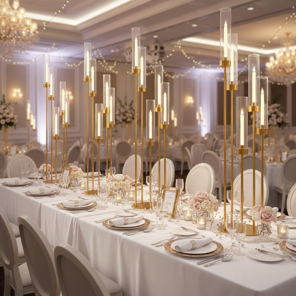 Fullvaseer warm ambient lighting on dining table using LED candles