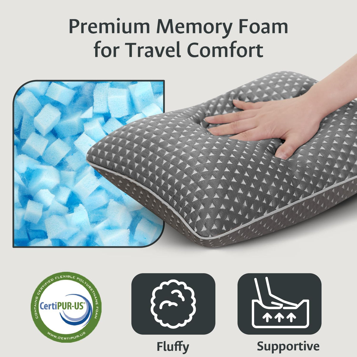 FulOcean adjustable-fill pillow with zipper keeps personalized comfort intact.