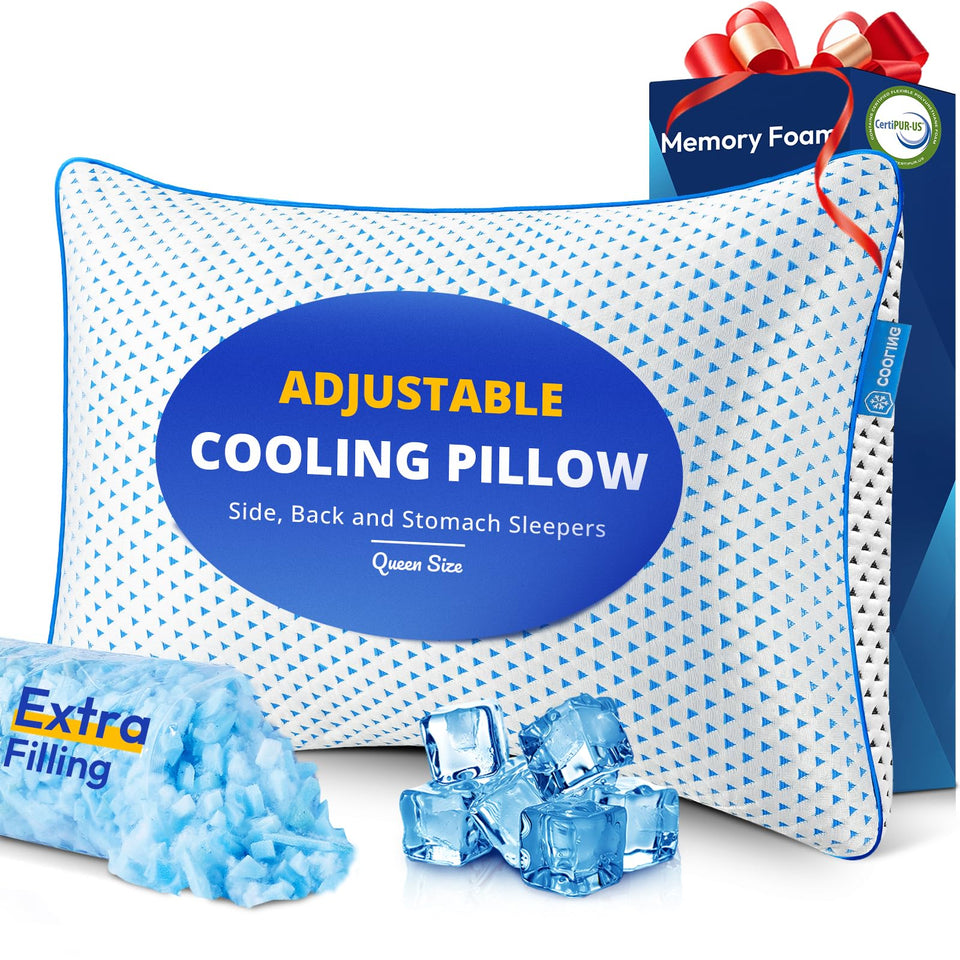 Fulocean cooling gel memory foam pillow top view highlights cooling comfort for hot sleepers