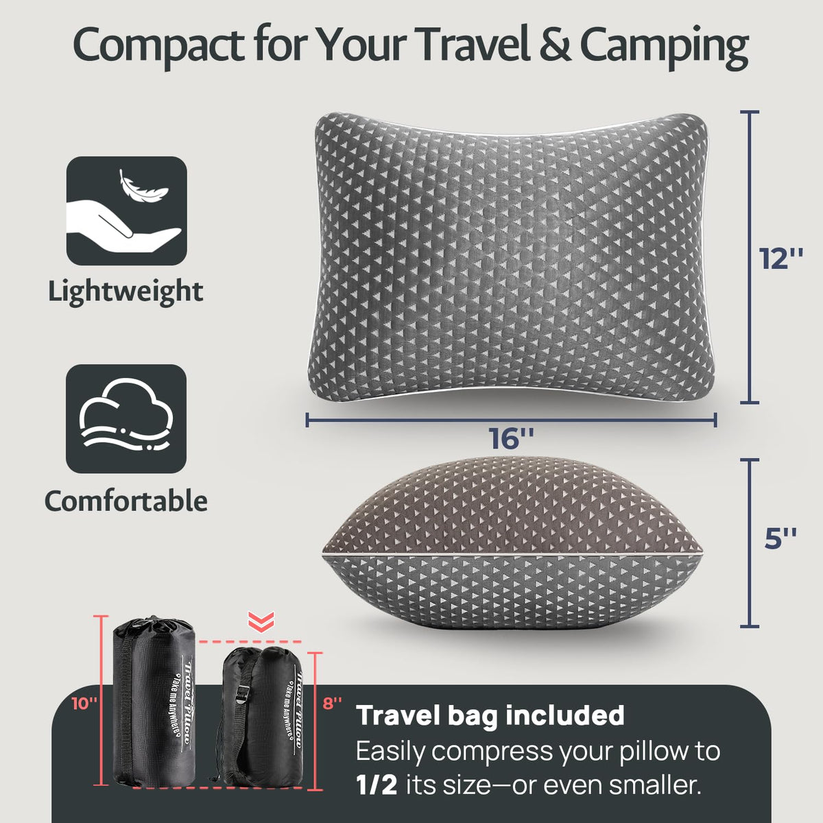 FulOcean memory-foam shredded pillow provides ergonomic neck support on flights.