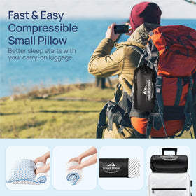 fulocean compact pillow with included storage bag for easy packing