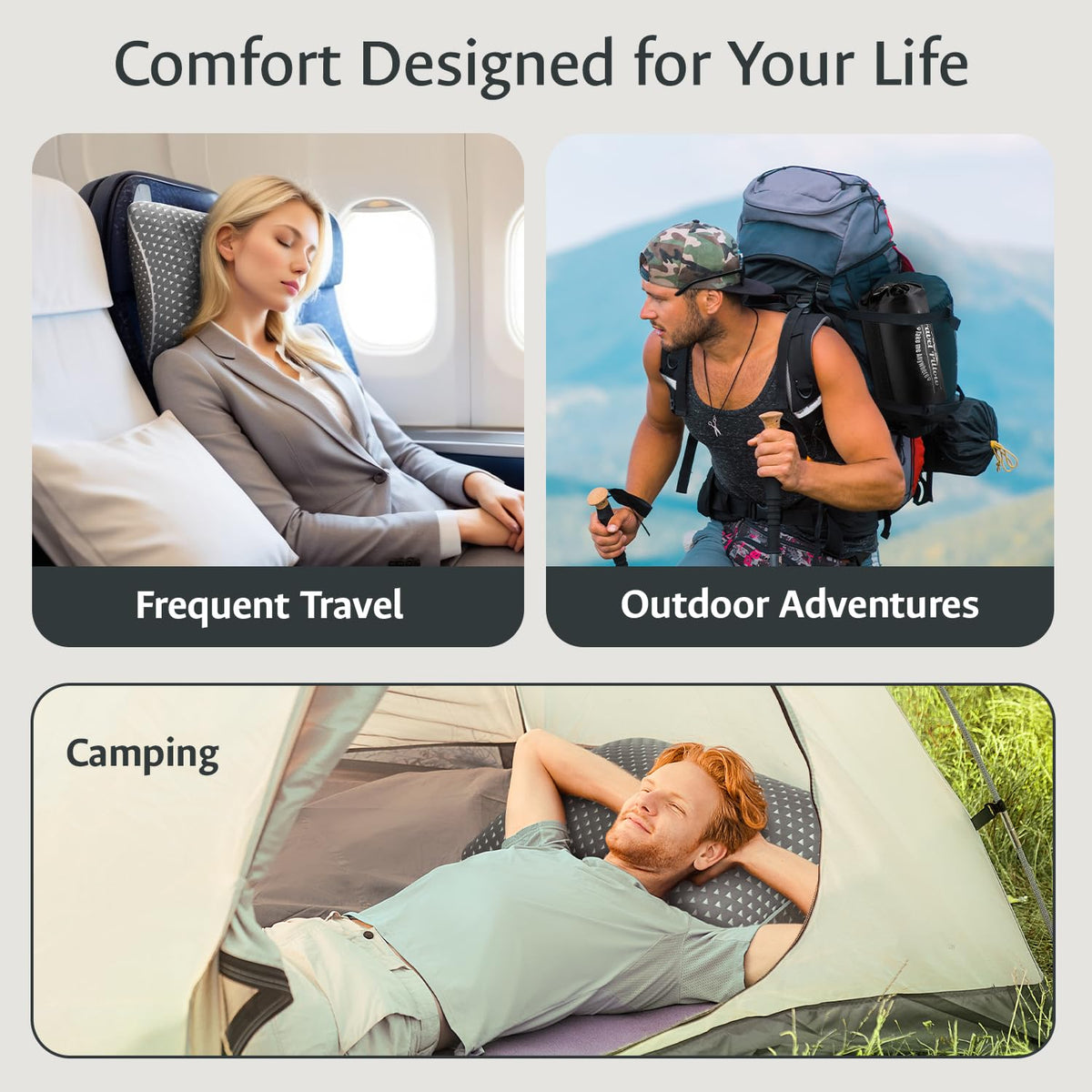 FulOcean versatile pillow for travel, camping, and hotel stays.
