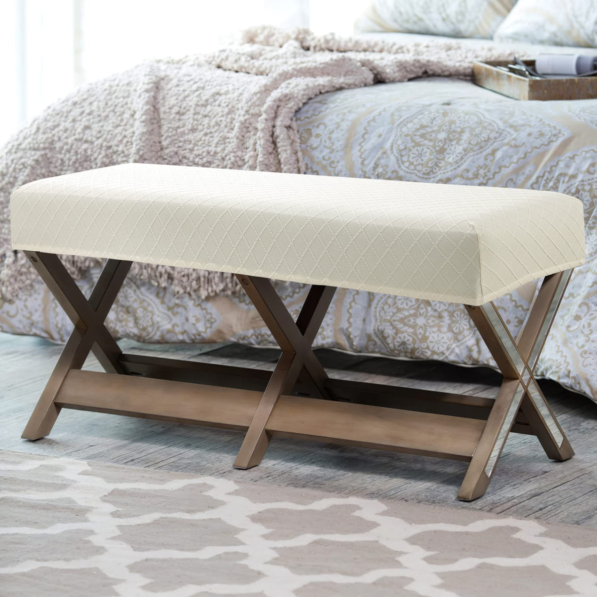Fuloon dining bench cover anti-slip design prevents shifting