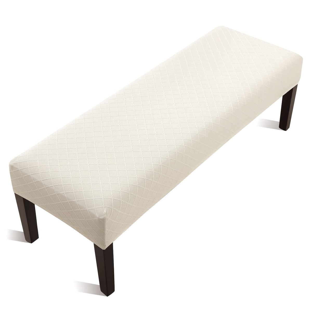 Fuloon stretch jacquard bench cover in beige on-seat protects cushions from spills